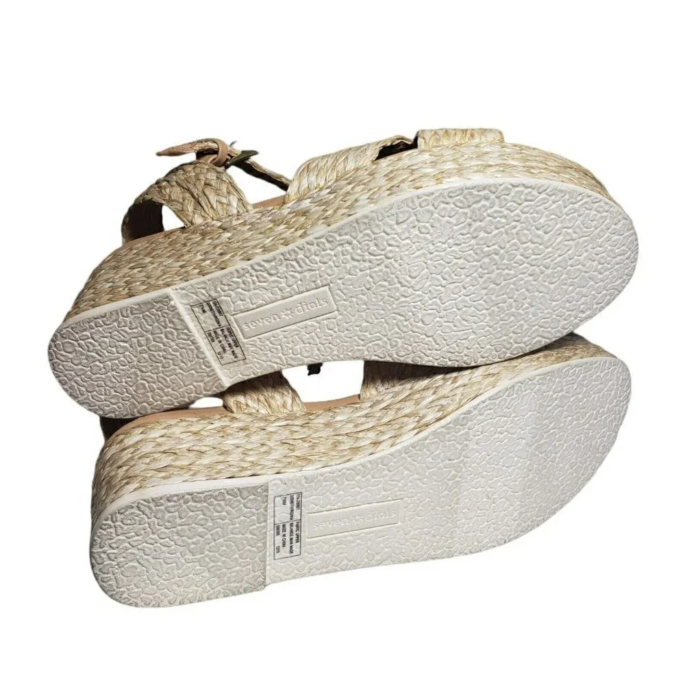 Seven Dials Womens Virginia Natural Open Toe Platform Espadrille Sandals Sz 7.5